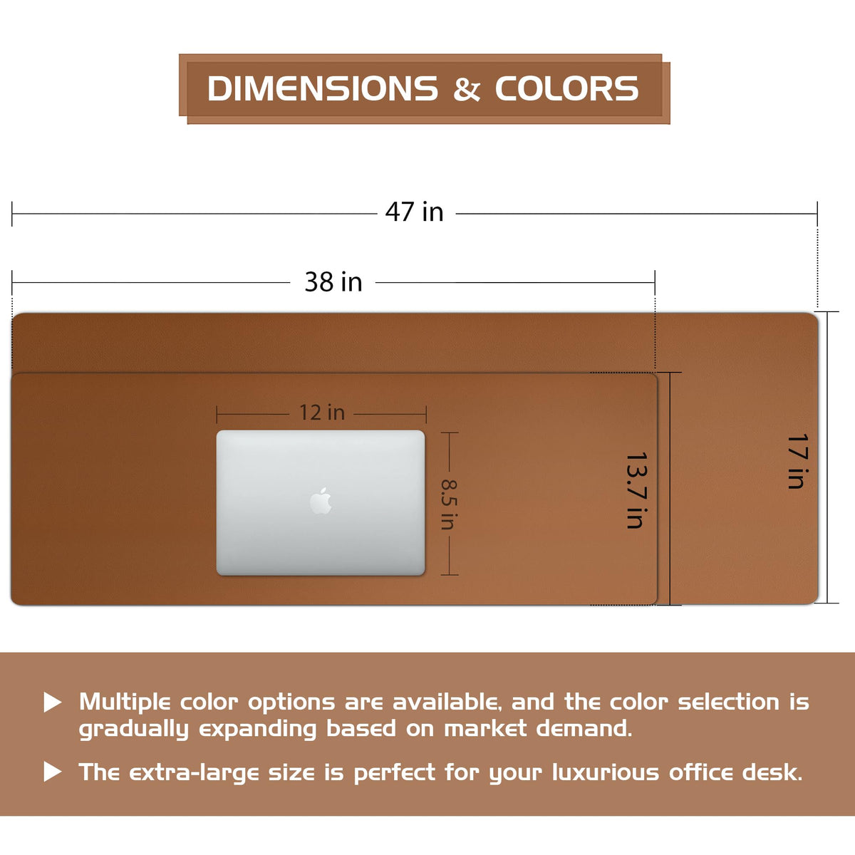 Aothia Leather Desk Pad Protector - Large Mouse Pad, Office Mat, Non-Slip PU Leather Blotter