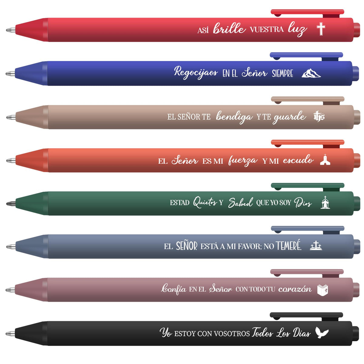 Sayglossy 80 Pcs Spanish Bible Verse Pens Christian Ballpoint Pens Inspirational Quotes Writing
