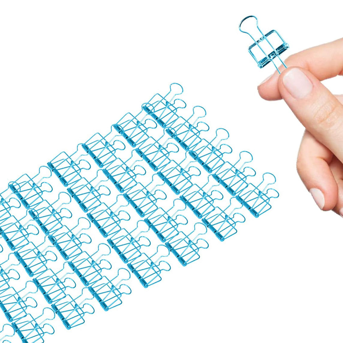 Small Binder Clips, 36 Pack, 3/4 Inch, Standard 19mm, Hollow Out Blue, Paper Clips, Fold Clamp