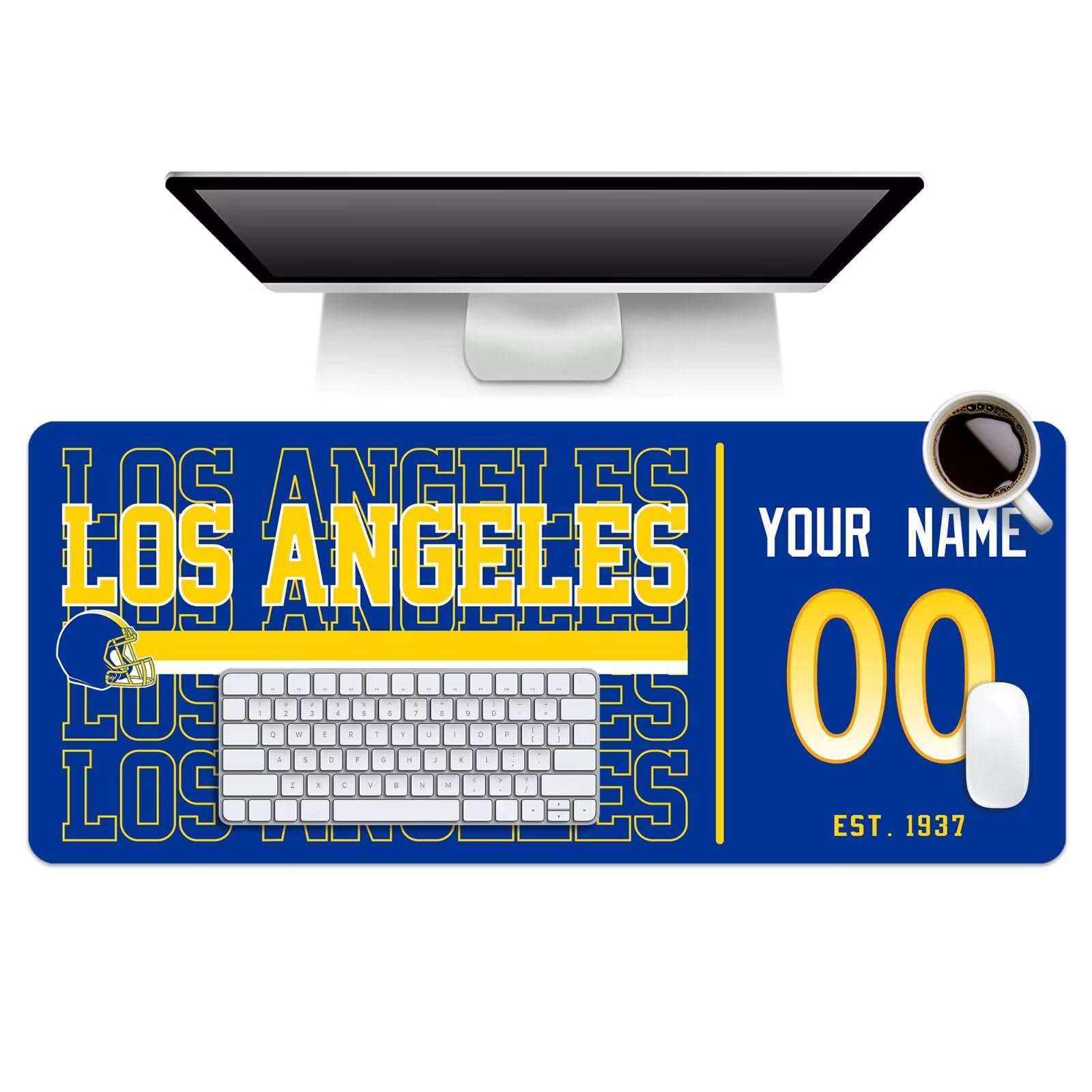 ANTKING Los Angeles R Mouse Pad Custom Name and Number Desk Pad for Men Women Youth Gifts