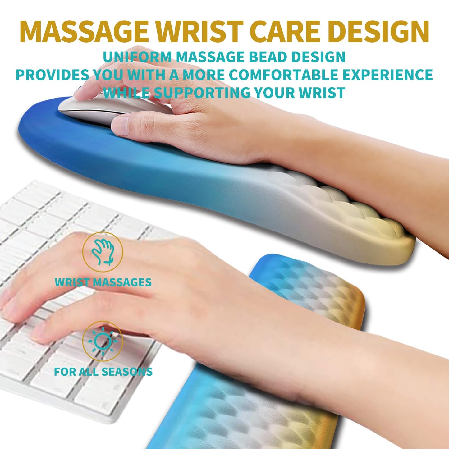 Hokafenle 2 in 1 Ergonomic Mouse Pad Wrist Support & Wrist Rest for Computer Keyboard Set, with