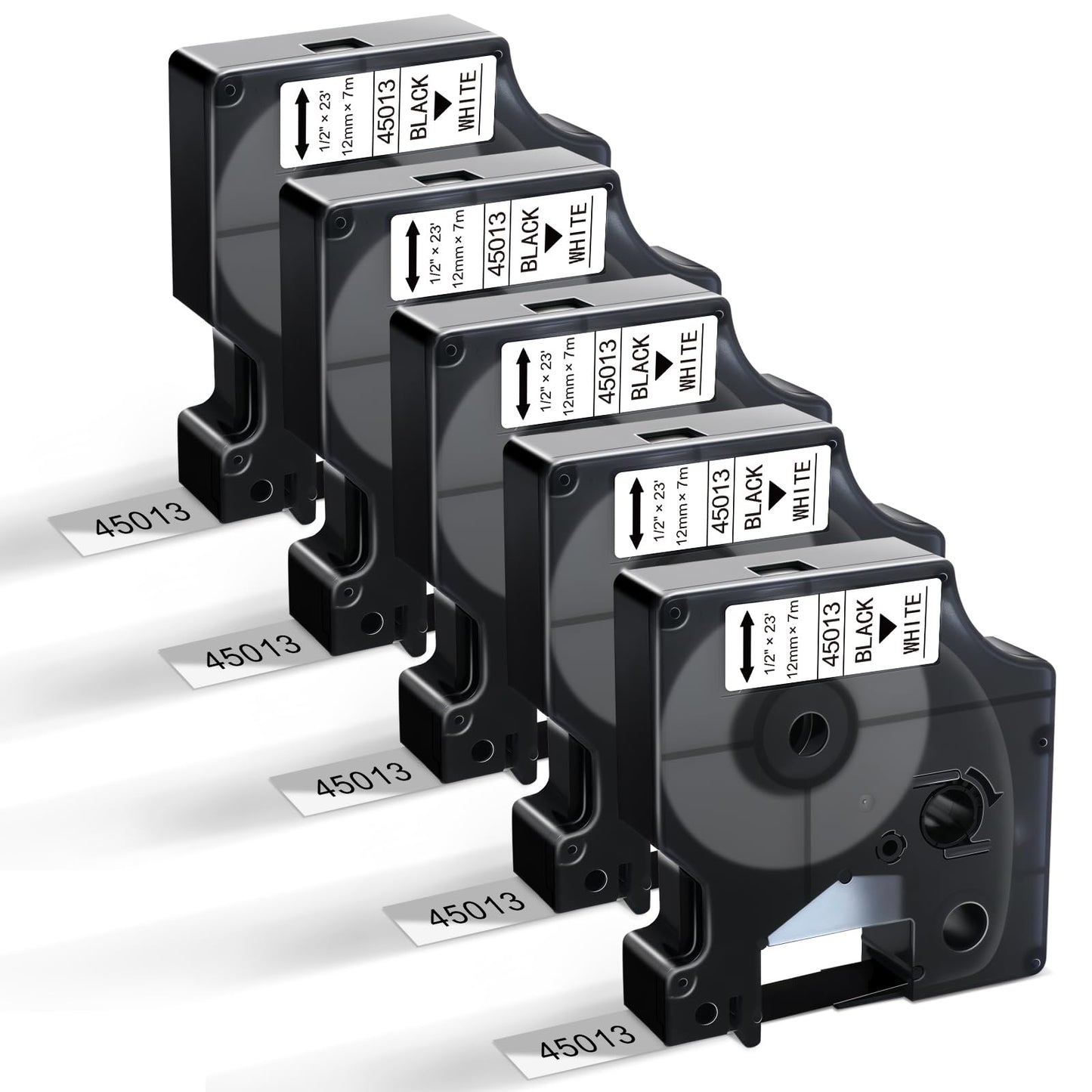 Work for Dymo D1 Label Maker Cartridges 45013s 12mm x 7m Black on White