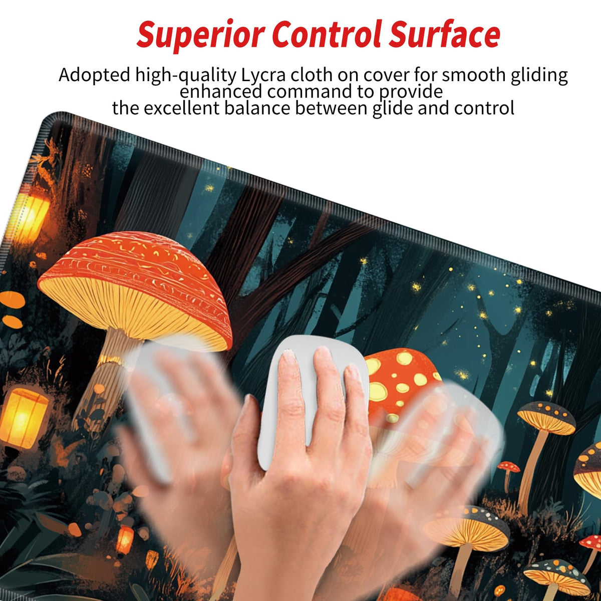 Mushroom Mouse Pad and Keyboard Wrist Rest Japanese Desk Mat Set Gaming Mousepad with Wrist Support