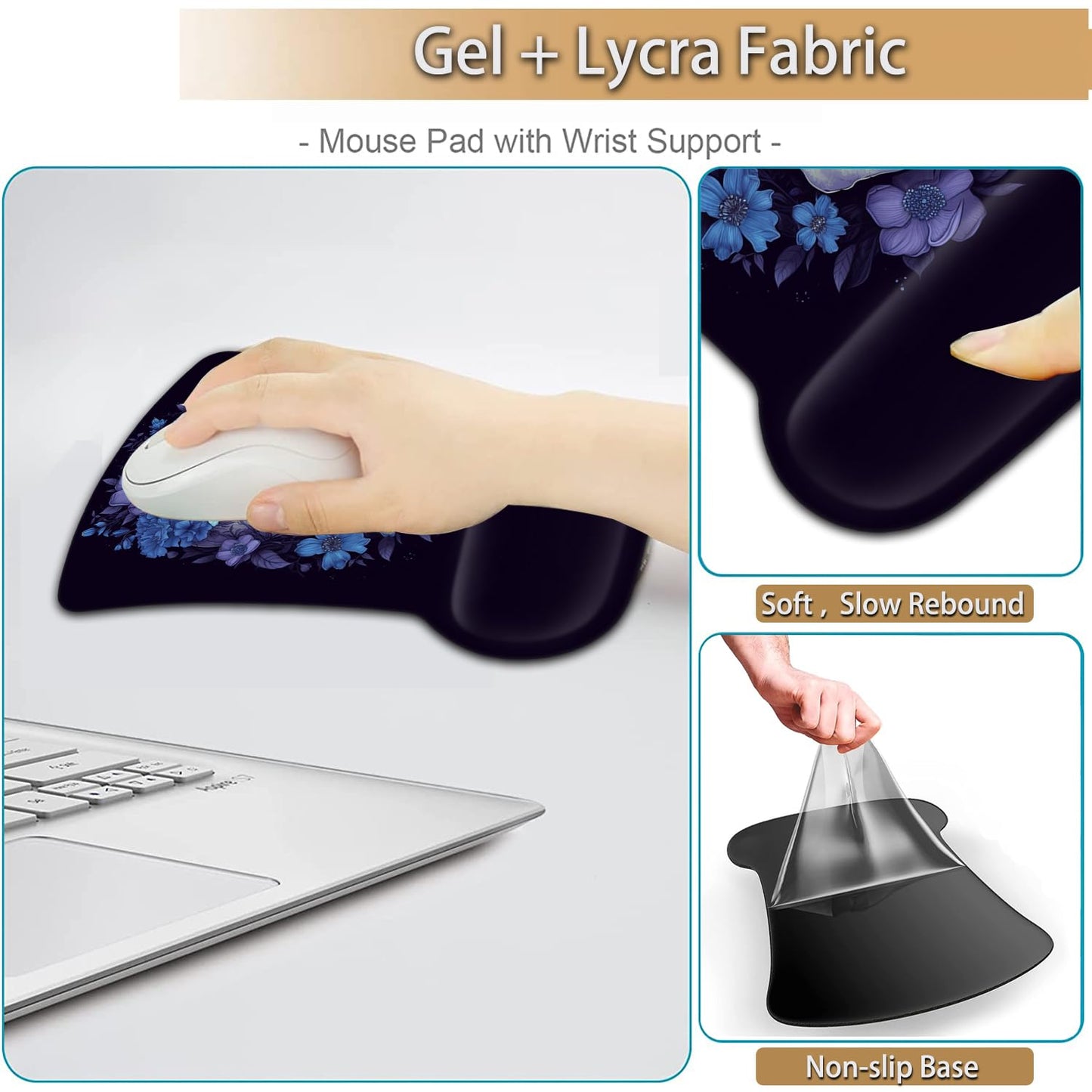 Keyboard Wrist Rest and Mouse Pad Wrist Support Set, Ergonomic Gel Mouse Pad Wrist Rest with