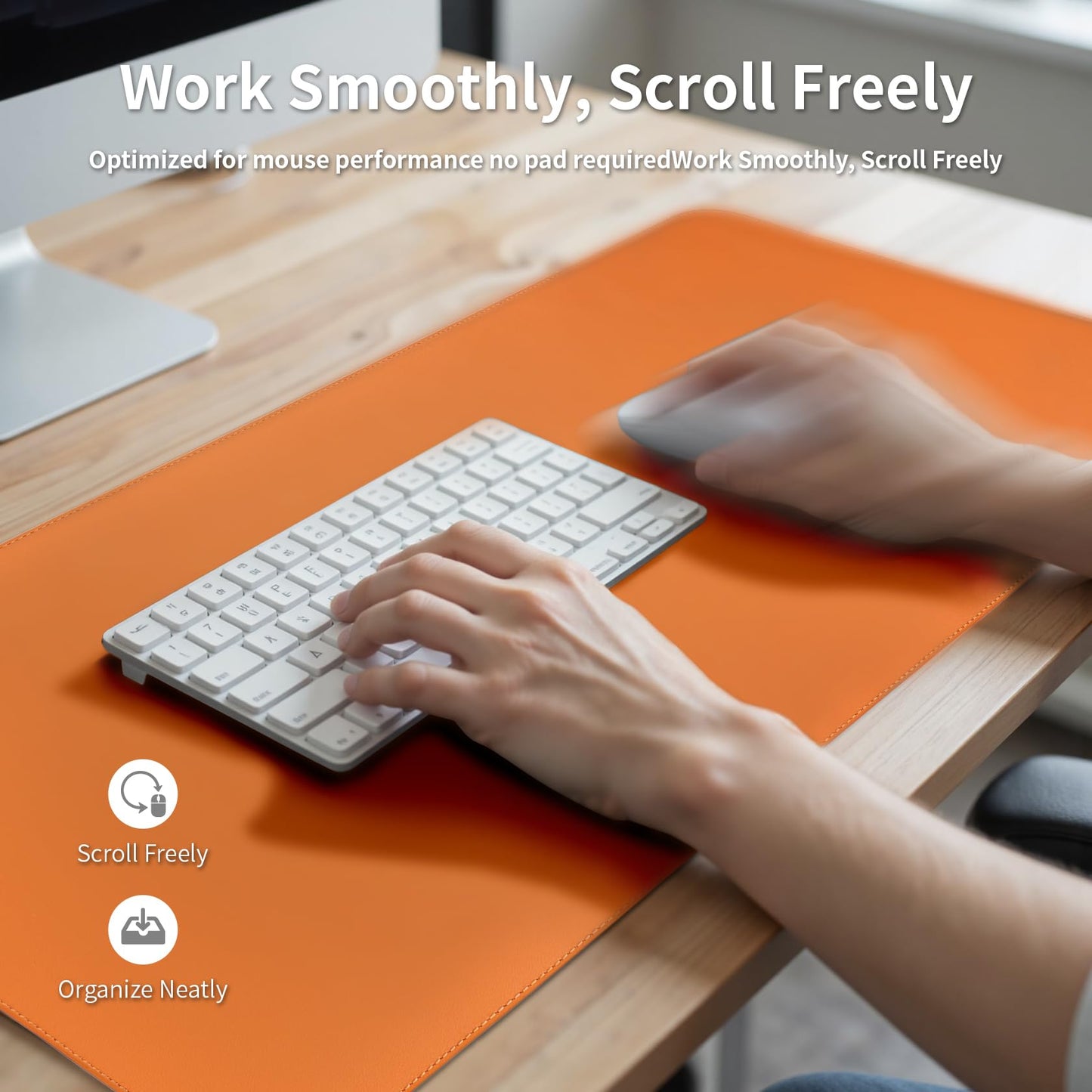 PROMATTOO Large Desk Pad Non-Slip Desk Mat Protector for Keyboard Mouse Waterproof Vegan Leather