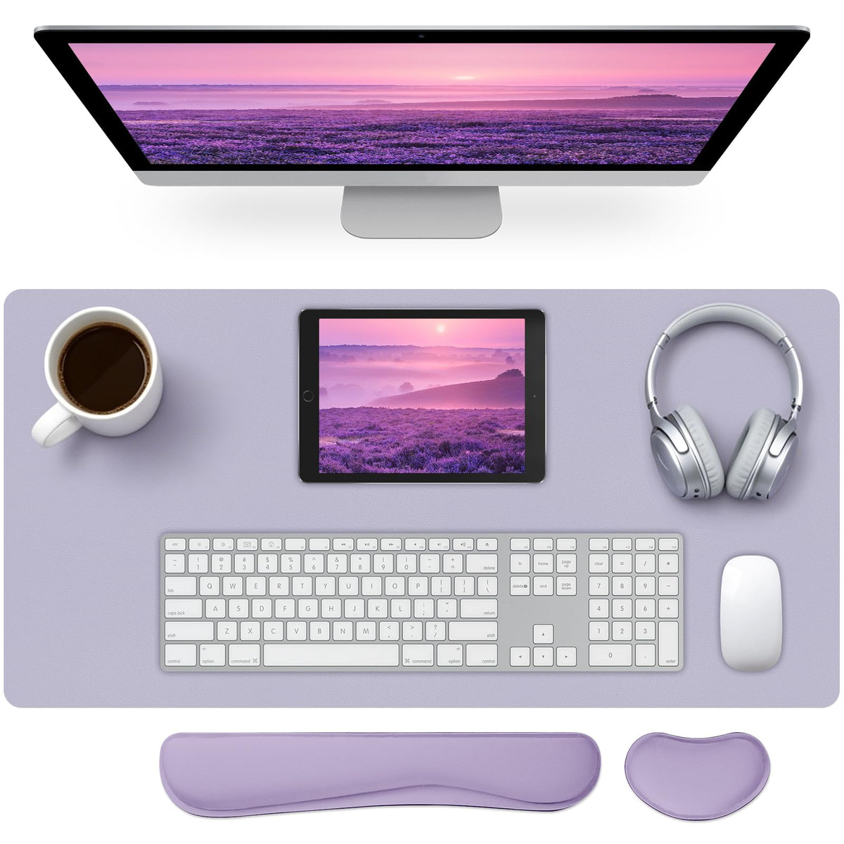 Meetcolor Keyboard and Mouse Pad, 3-in-1 Desk Mat Set Keyboard Wrist Rest