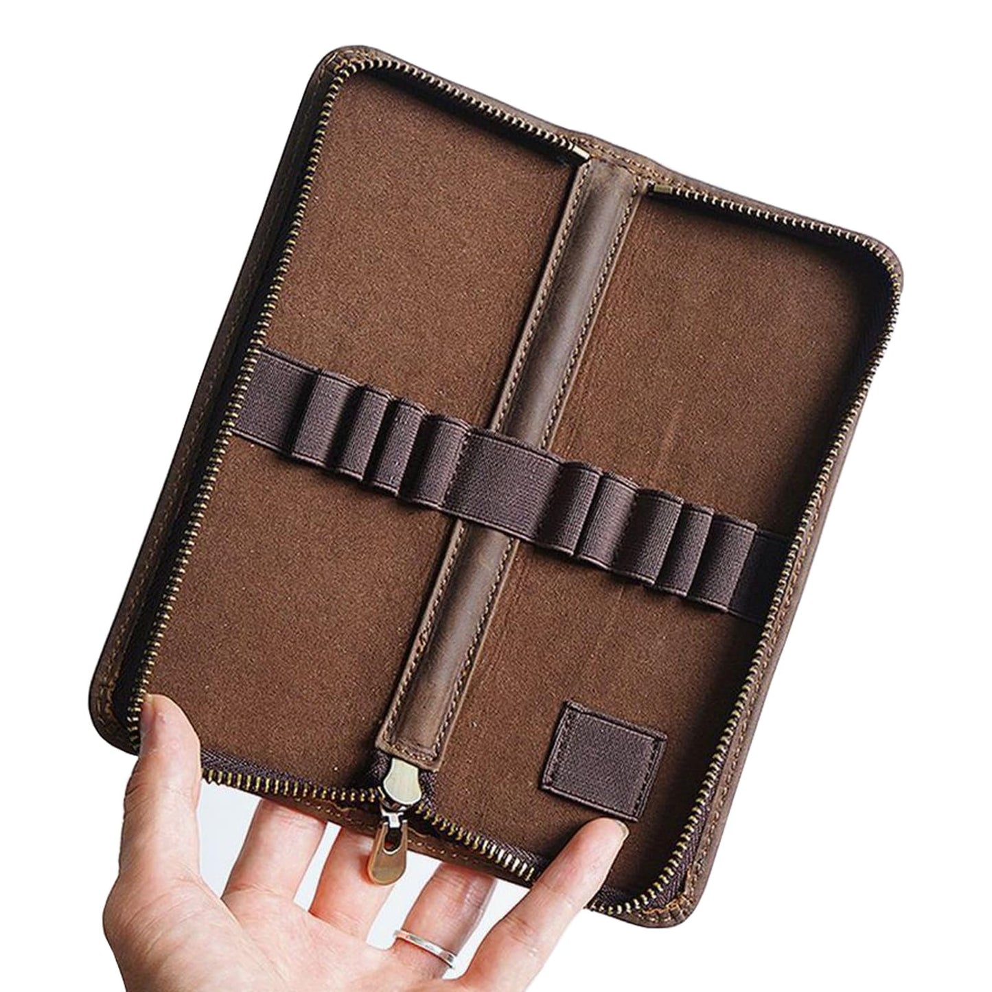 Leather Pencil Case Organizer 10 Slots, Portable Pouch for Fountain Pen