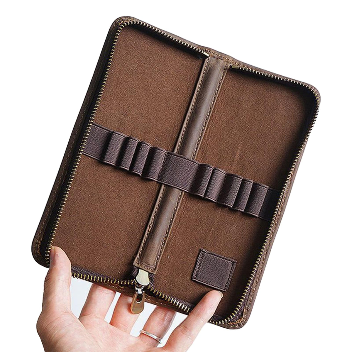 Leather Pencil Case Organizer 10 Slots, Portable Pouch for Fountain Pen