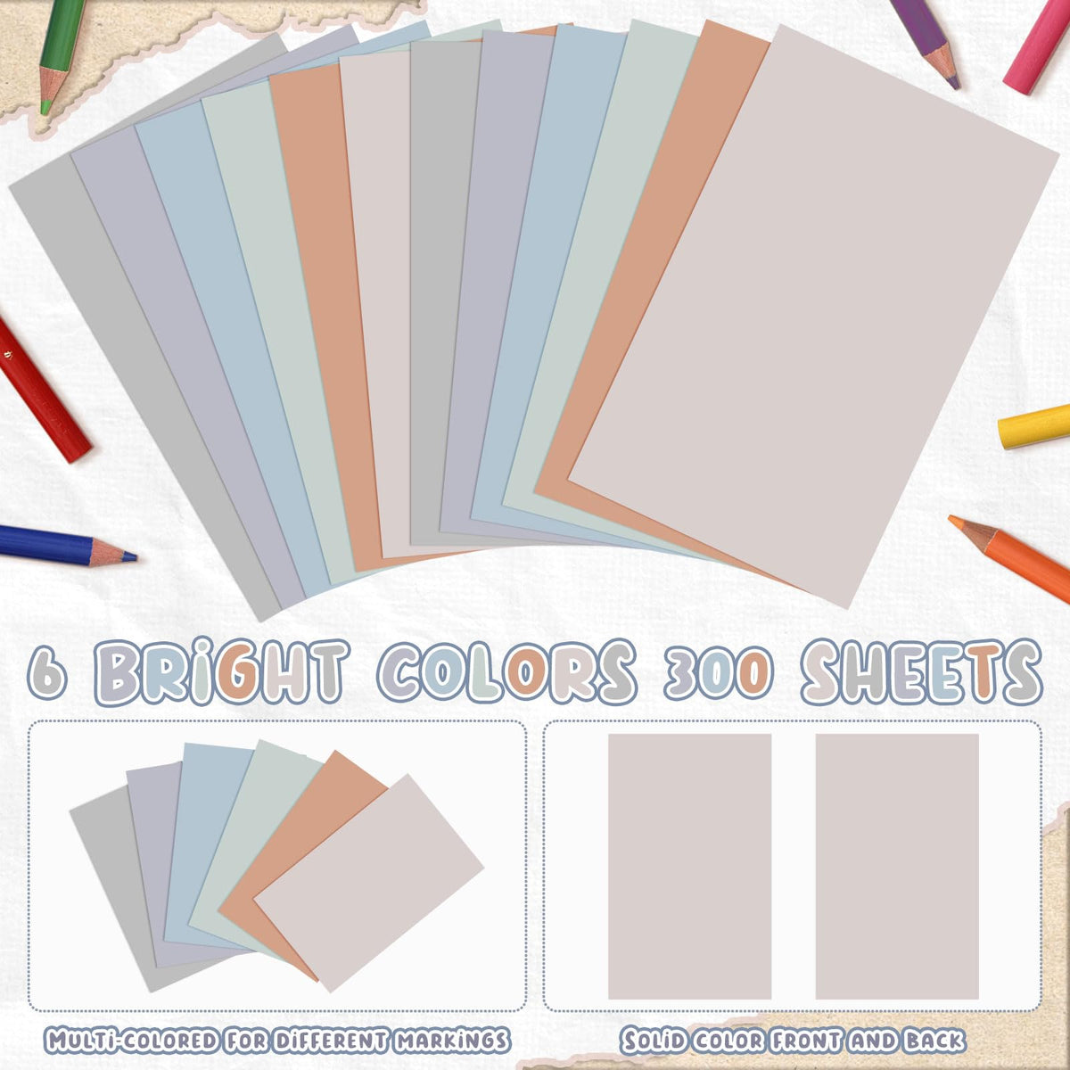 300 Pcs Blank Index Cards Thick Card Stock, 3 x 5 Inch, Soft Color
