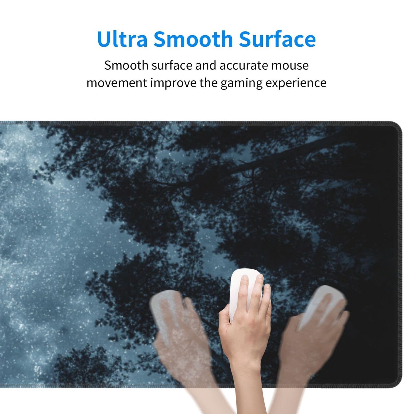 Night Sky Forest Mouse Pad XL Large Mousepad Non Slip Rubber Base Desk Mat for Laptop Computer