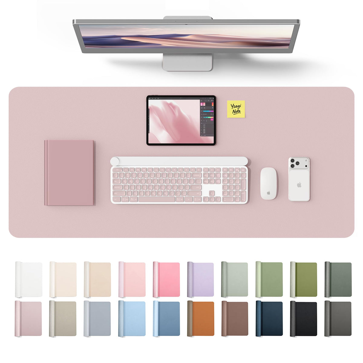 YSAGi Leather Desk Protector, Office Mat, Large Mouse Mat, Non-Slip PU Leather Blotter, Laptop Desk