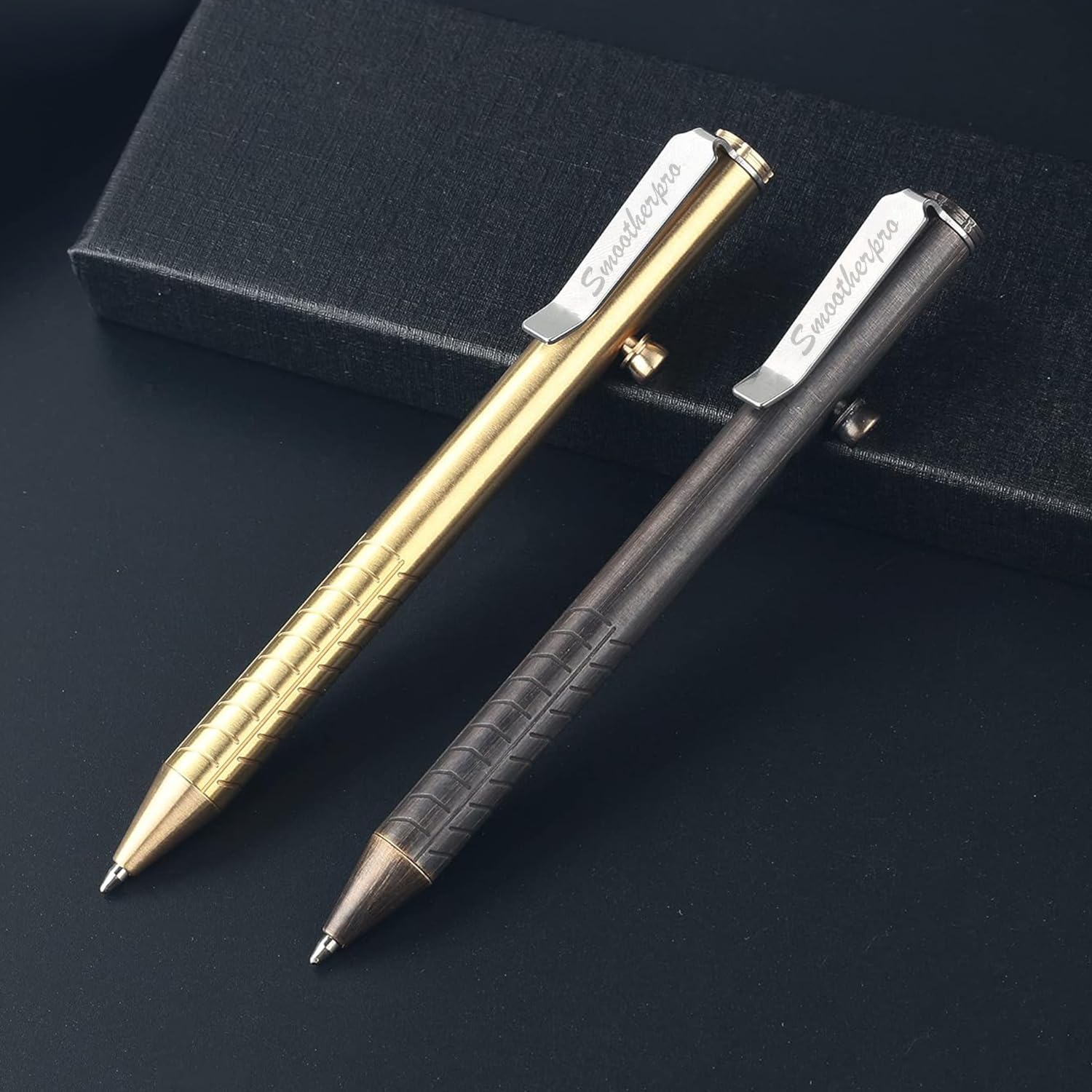 SMOOTHERPRO Solid Brass Bolt Action Pen，Compatible with Parker Refill