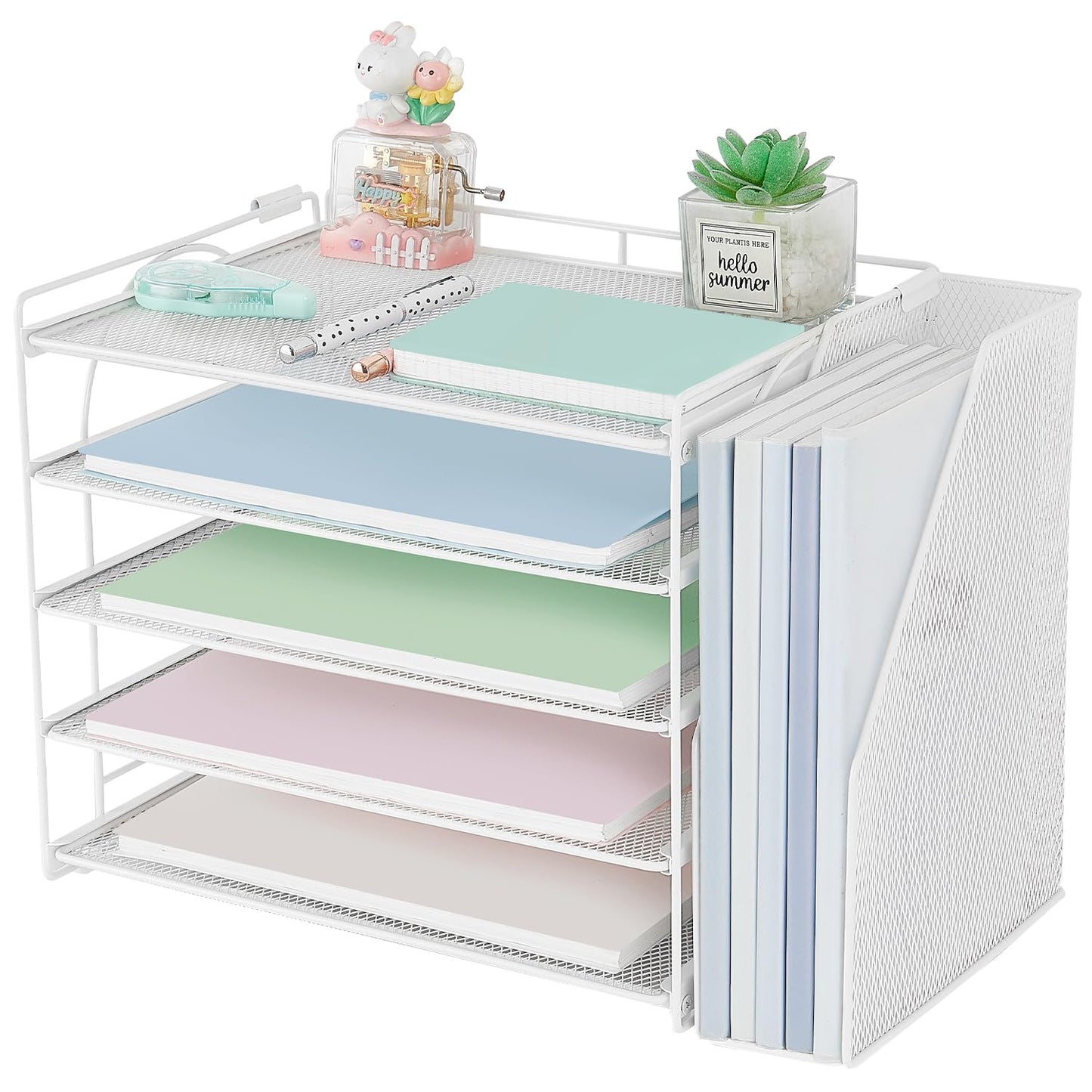 AUPSEN Desk Organizers and Accessories, 5-Tier Desktop Paper File Organizer with Removable File