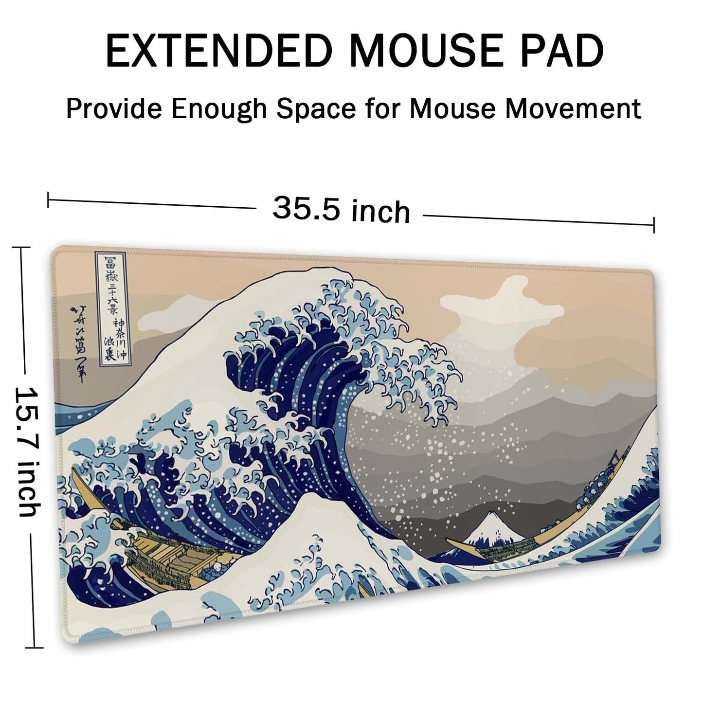 SSOIU Extended Gaming Mouse Pad (35.5x15.7 in), Large Stable Rubber Base Mousepad with Stitched