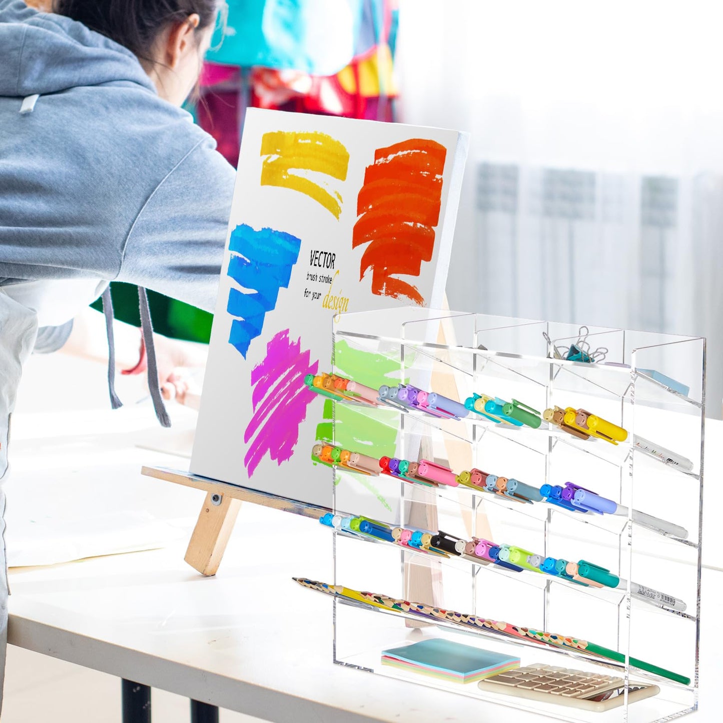 MotiMind Acrylic Pen and Marker Organizer for 250 Markers