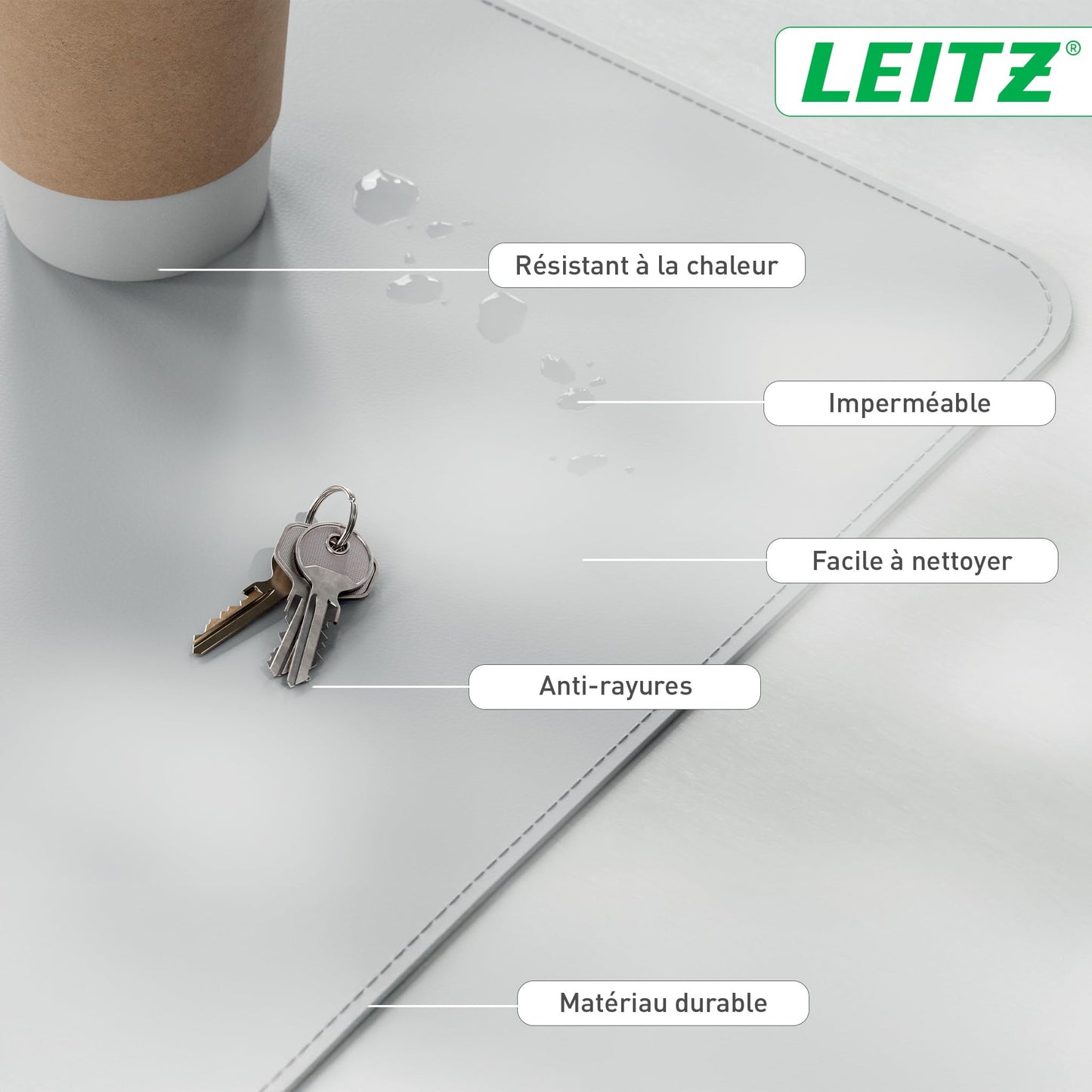 Leitz Large Desk Pad: Waterproof Non-Slip Desk Pad, Keyboard Mouse Pad for Office or Home Durable