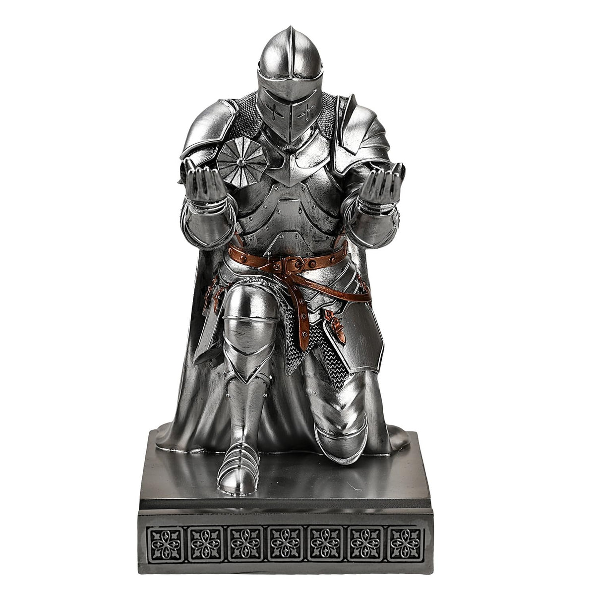 Medieval Armored Knight Pen Holder Figurine Paperweight Phone Stand Silver
