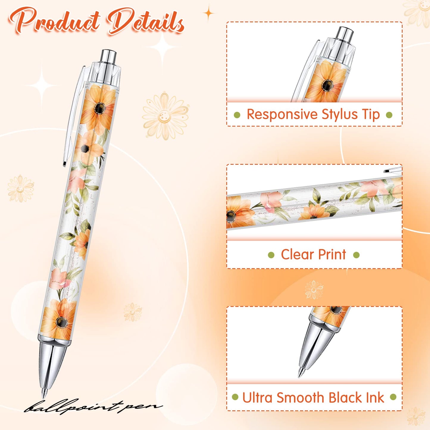 Sabary 40 Pcs Bible Verse Ballpoint Pens Christian Flower Inspirational