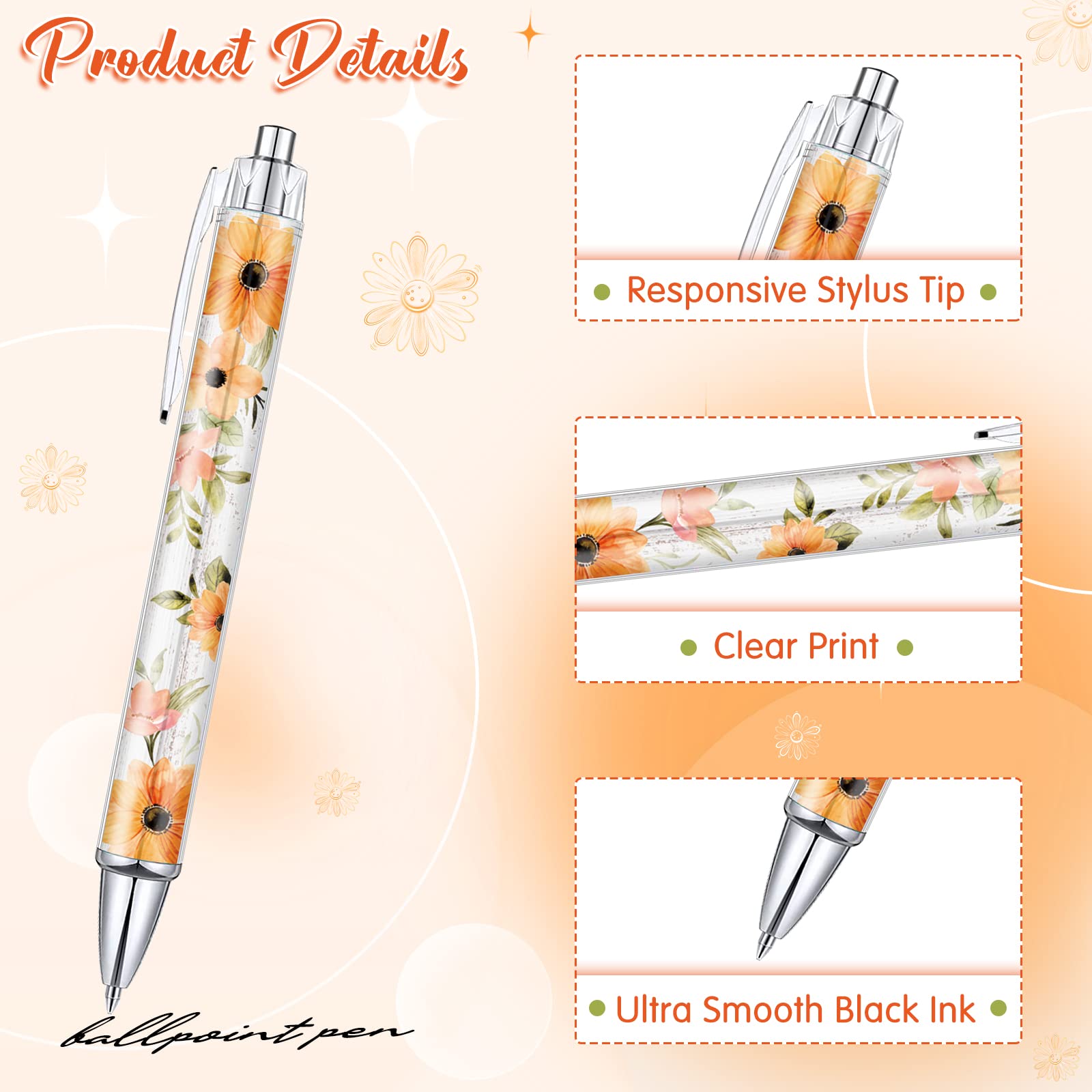 Sabary 40 Pcs Bible Verse Ballpoint Pens Christian Flower Inspirational
