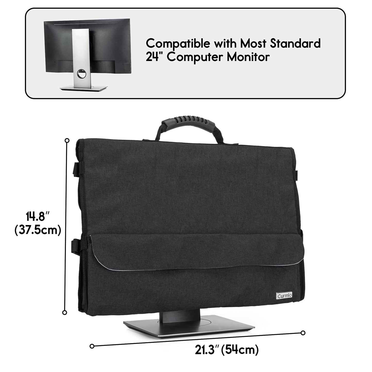CURMIO 24 Inch Computer Monitor Carrying Case with Rubber Handle, Black