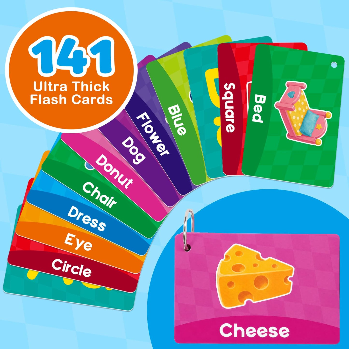141 Ultra Thick Baby Flash Cards,Play Games First Words Toddler Flash Cards