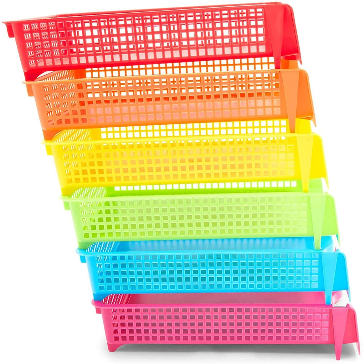 Bright Creations Classroom Turn in Trays - 6-Pack, Letter Size, 12.75 x 9.75 x 2.75 in, Rainbow