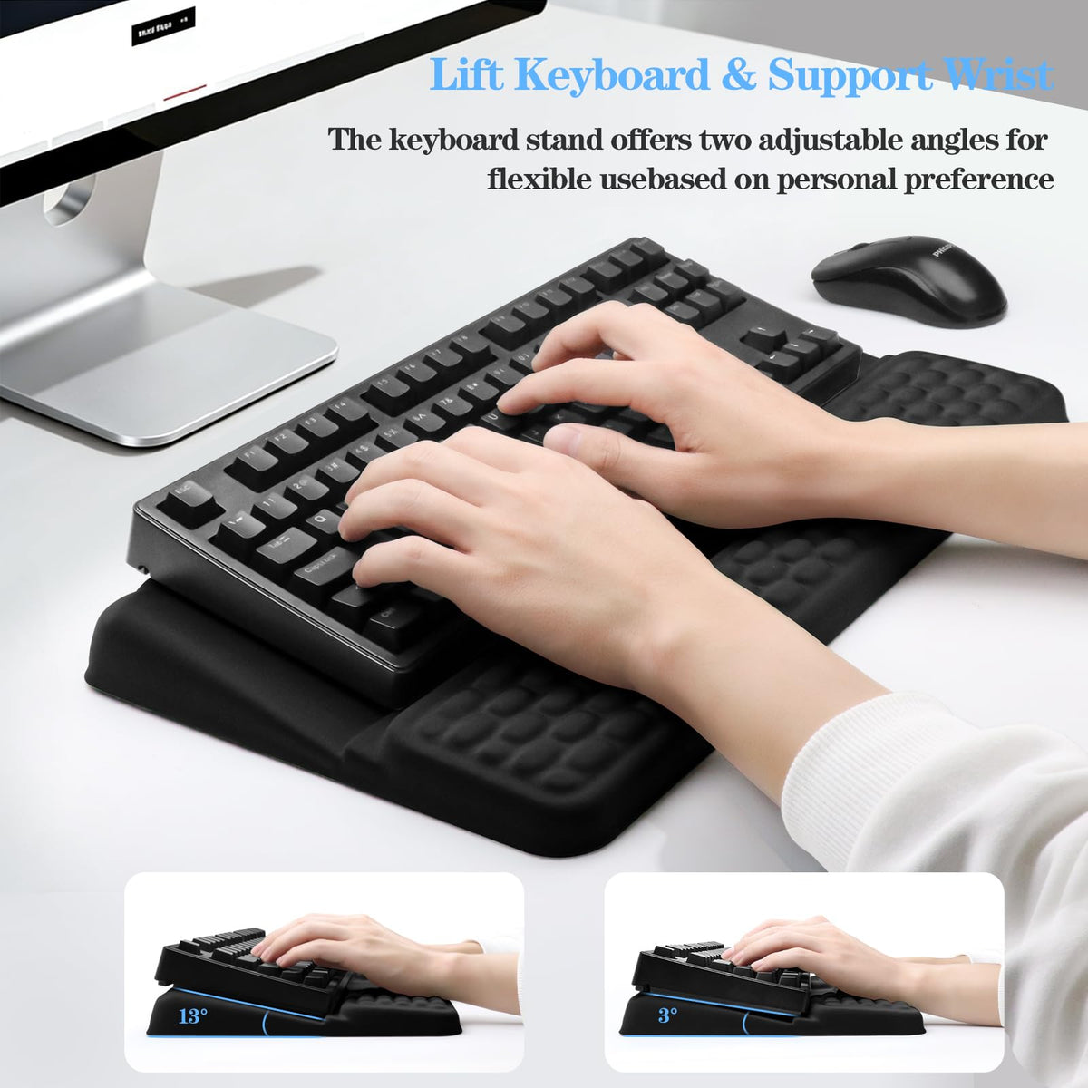 Ergonomic Keyboard Stand with Wrist Rest, Computer Wrist Support Pad
