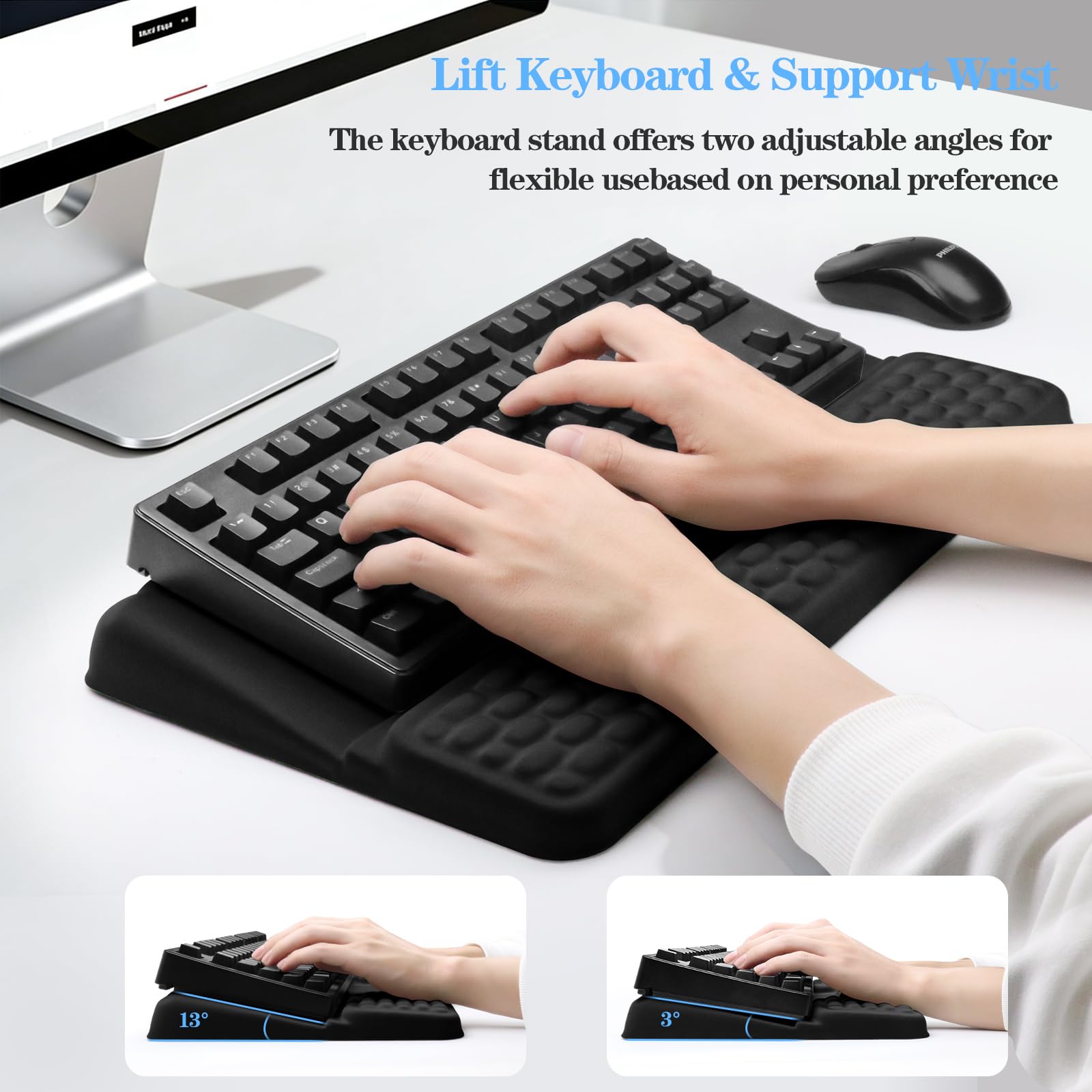 Ergonomic Keyboard Stand with Wrist Rest, Computer Wrist Support Pad