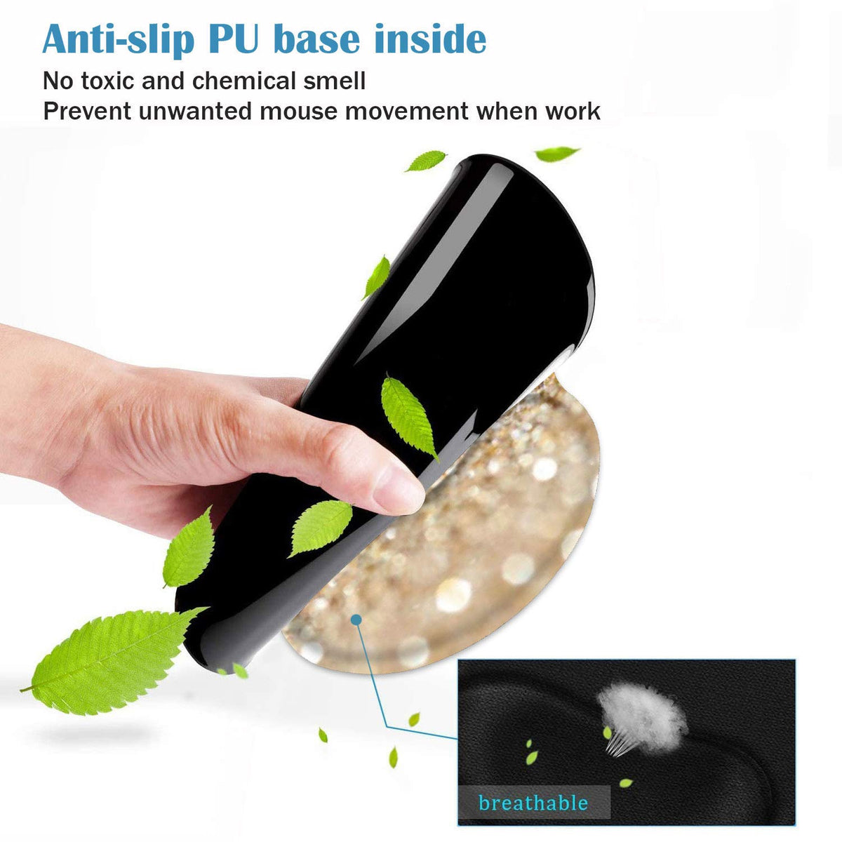 Ergonomic Mouse Pad Wrist Support and Coasters Set, Cute Wrist Rest Pad with Non-Slip PU Base for