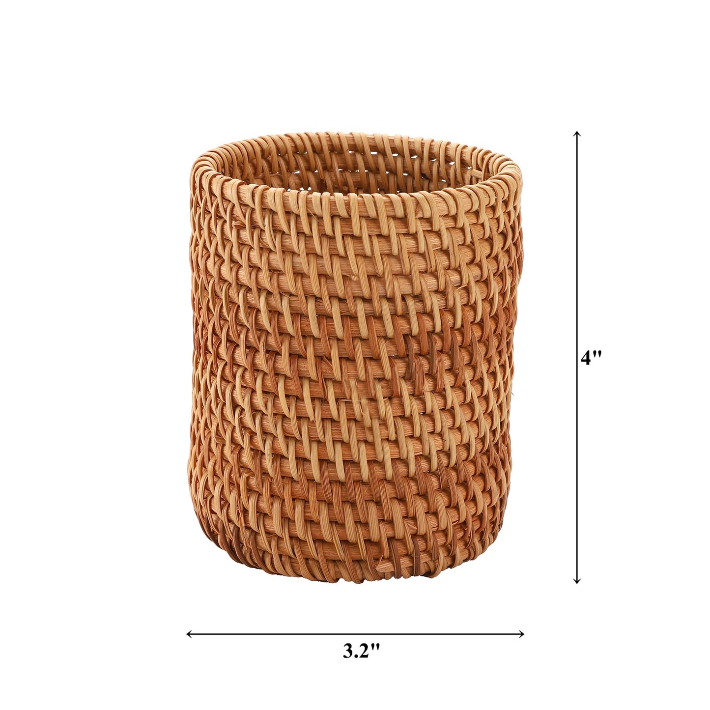 Okllen 2 Pack Rattan Pencil Holder, Handmade Wicker Pen Cup Makeup Brushes Holder, Woven Vine Desk