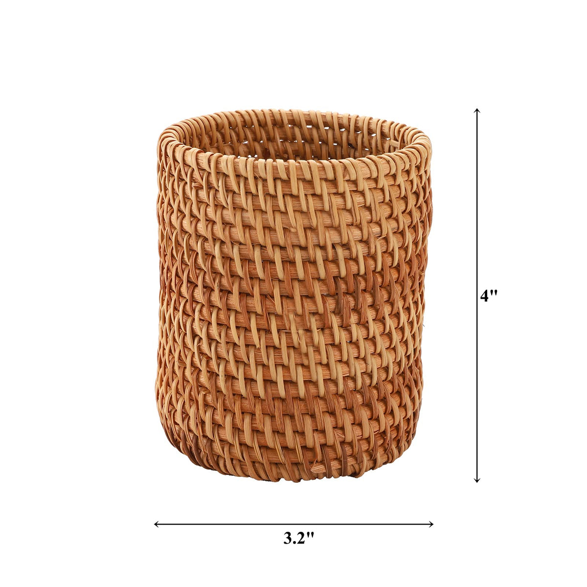 Okllen 2 Pack Rattan Pencil Holder, Handmade Wicker Pen Cup Makeup Brushes Holder, Woven Vine Desk