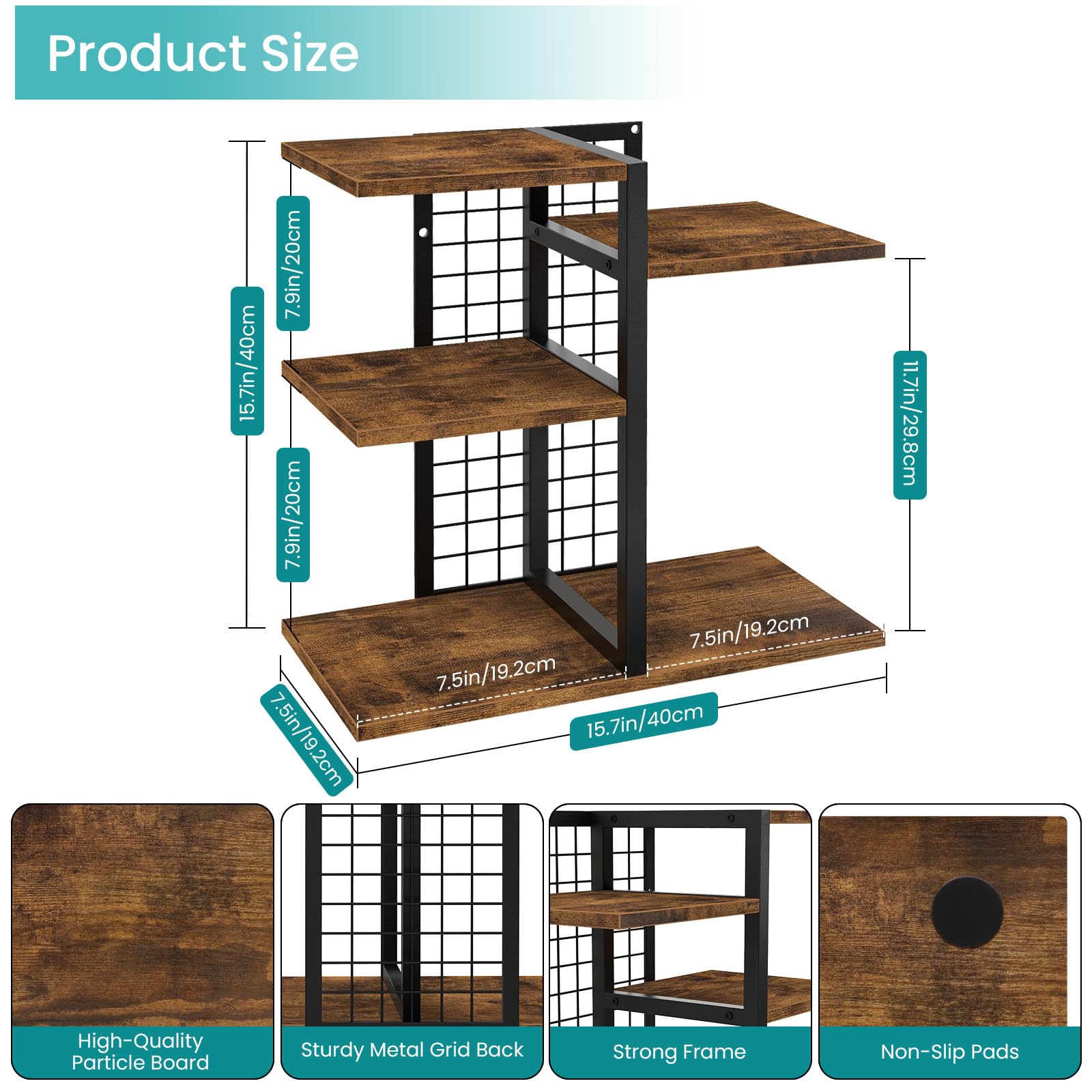 ELITEROO Desktop Shelf Organizer, 4-Tier Wooden Desk Bookshelf, Small Tabletop Book Shelf