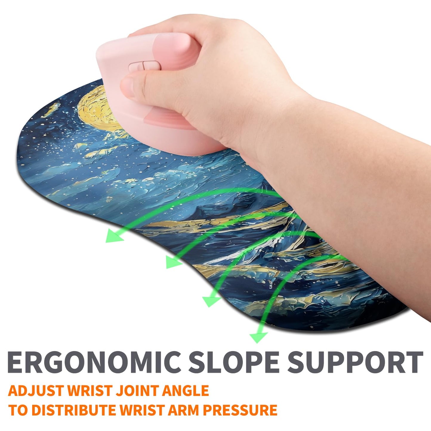 Armanza Ergonomic Joint Wrist Support Mouse Pad with Memory Foam Cushion Massage Bump, Carpal