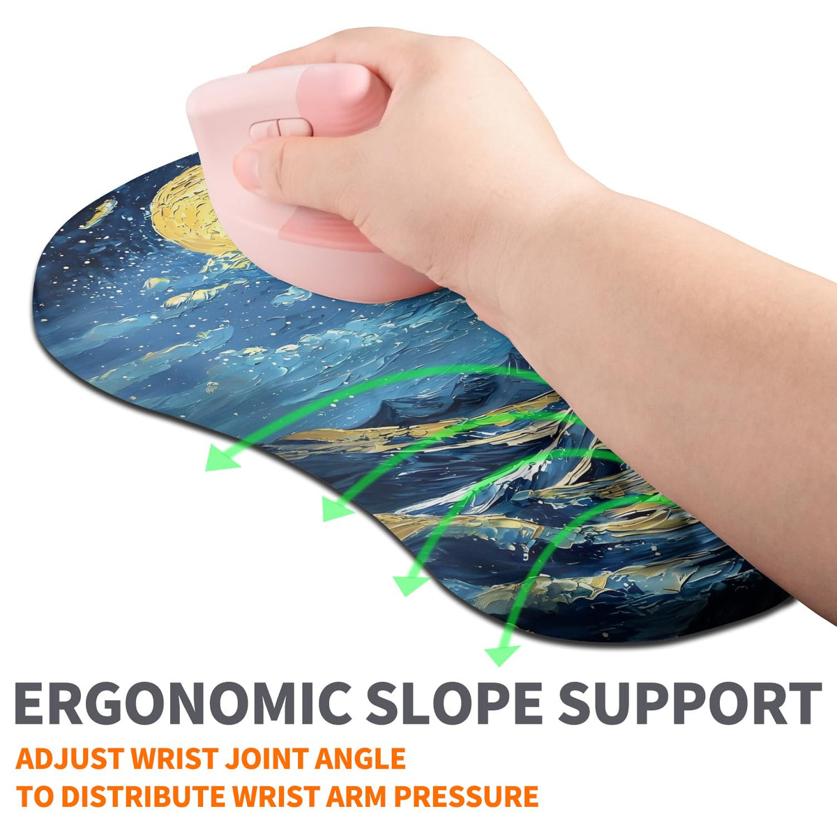 Armanza Ergonomic Joint Wrist Support Mouse Pad with Memory Foam Cushion Massage Bump, Carpal