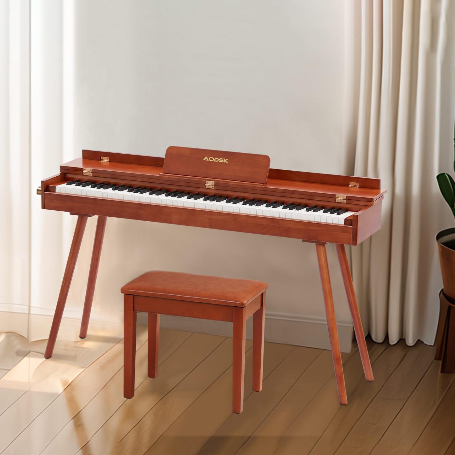 AODSK Piano Stool, Solid Wood Frame, Padded Cushion, 13.21"x21"x18.2"