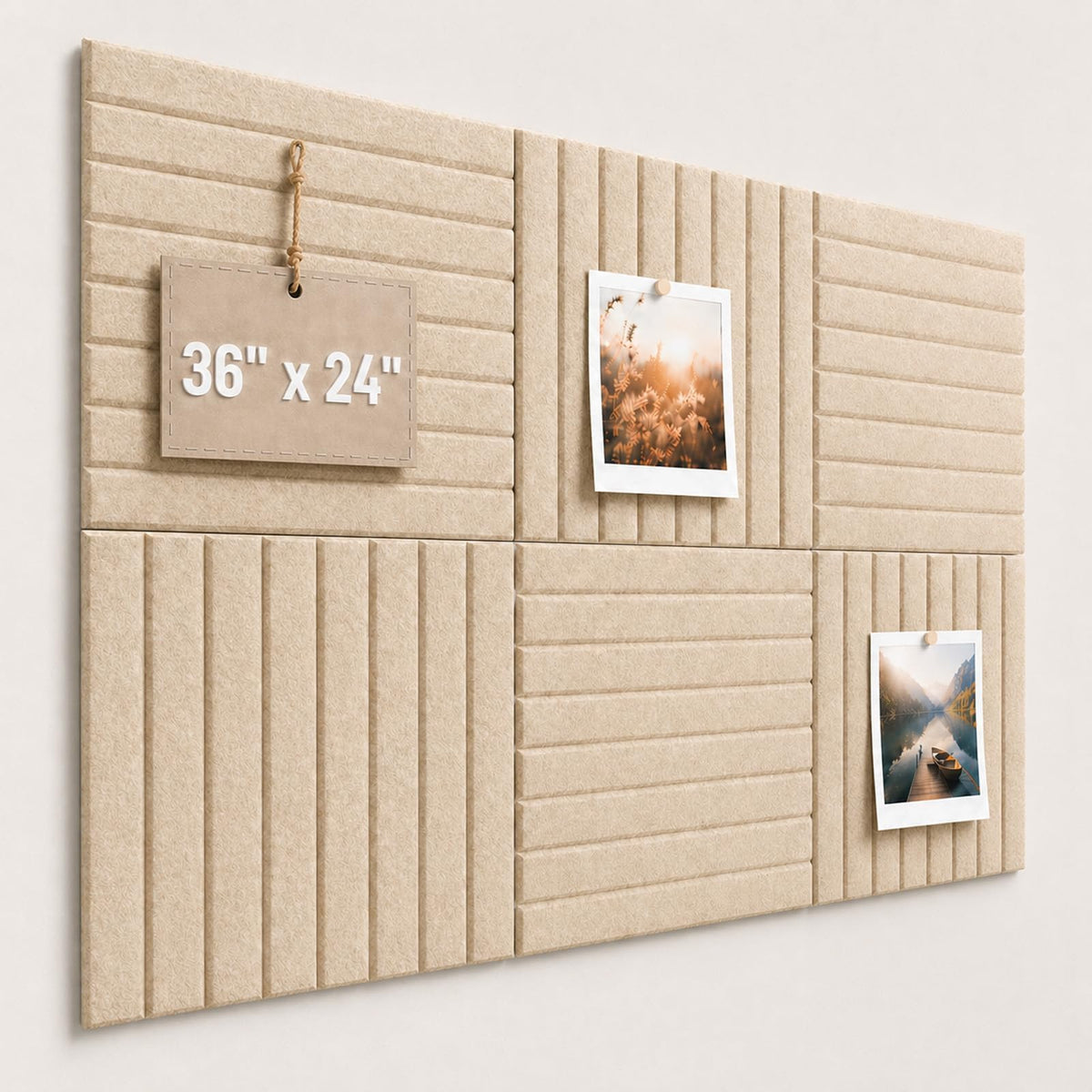 Baysola Stripe Felt Bulletin Board Tiles, Cork Board Alternative 24 x 36 in
