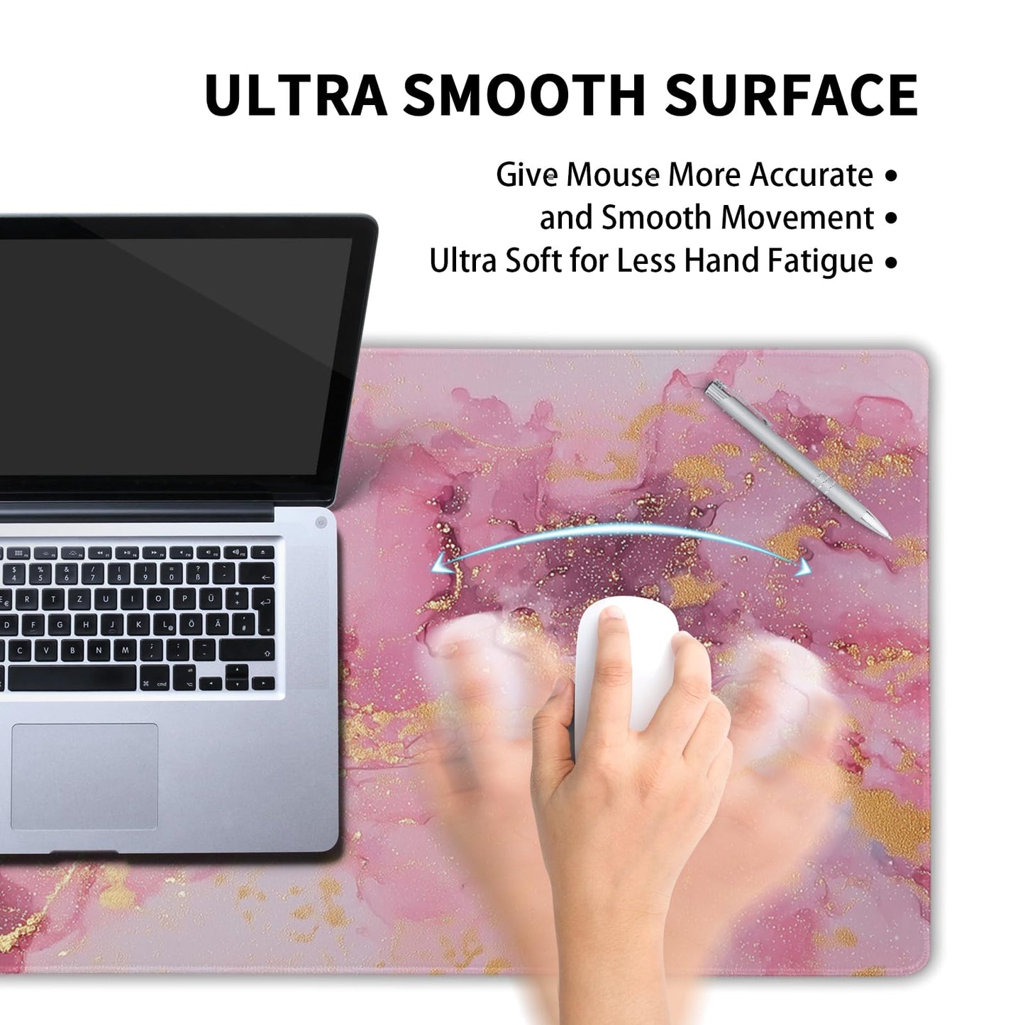 Gold Pink Marble Mouse Pad Extended Large 31.5x11.8in Coquette Kawaii Desk Mat Preppy Trendy