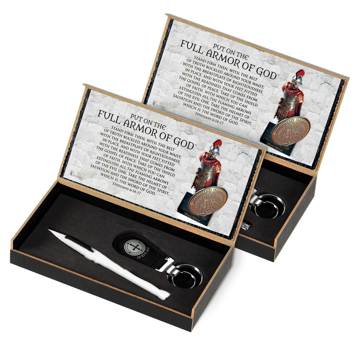 Dicksons Full Armor of God Inspirational 2 Presentation Boxes, 2 Black Grip Retractable Writing