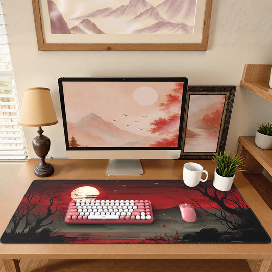 iCasso Desk Protector Mat, Large Japanese Mouse Pad, Full Moon