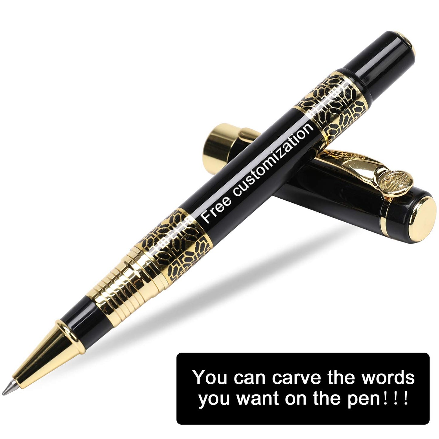 YIVONKA Personalized custom pens Free Engraving pens Roller Ballpen, Ballpoint pen,Medium Refill