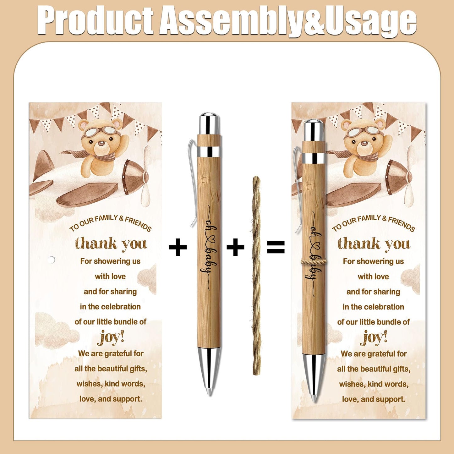 Toerifer Baby Shower Favors for 30 Guests, Baby Shower Set Gift Included 30 Pcs Bamboo Pens 30 Pcs