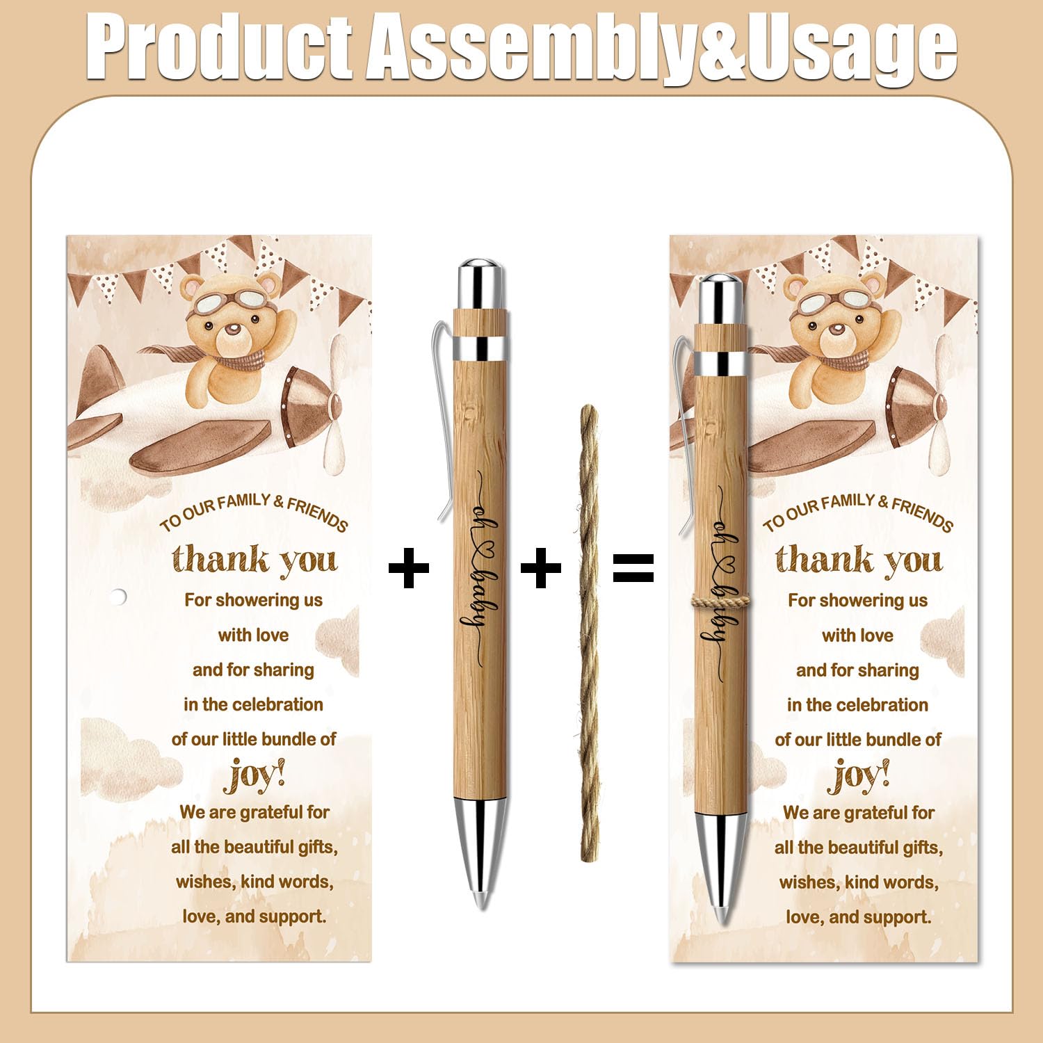 Toerifer Baby Shower Favors for 30 Guests, Baby Shower Set Gift Included 30 Pcs Bamboo Pens 30 Pcs