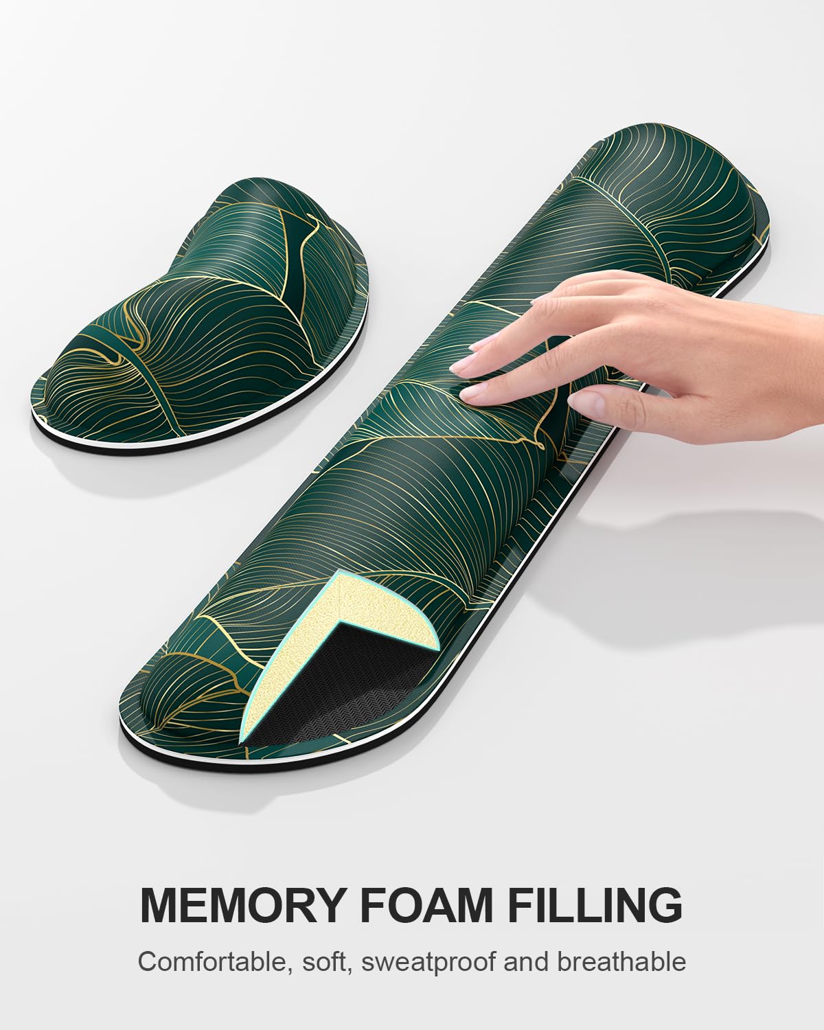 Auhoahsil Large Mouse Pad with Wrist Rests for Keyboard & Mouse, Thick Soft Ergonomic Memory Foam