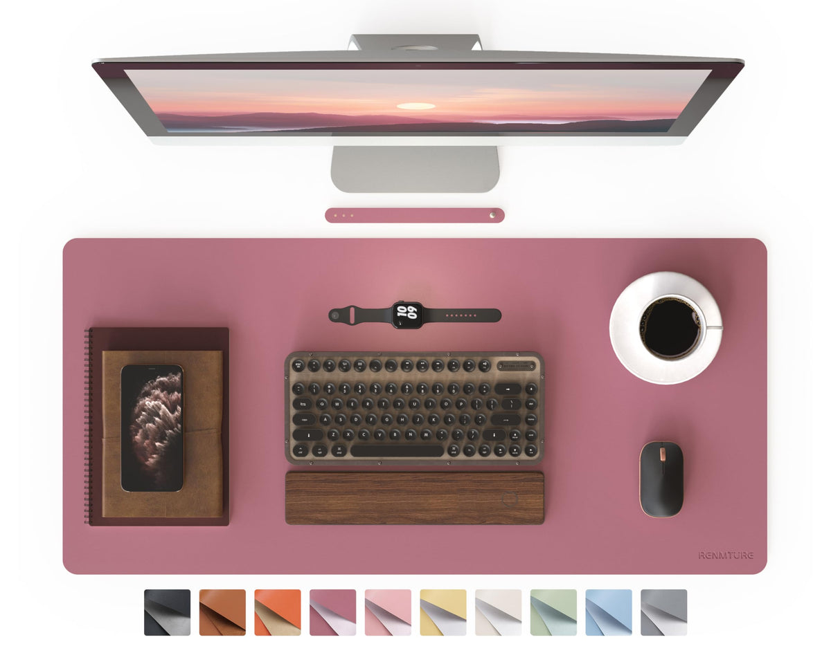 RENMTURE PU Mouse Pad, Faux Leather Large Desk Pad, Home Work Office Accessories, Non-Slip Desk