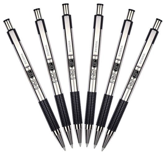 Zebra F-301 Retractable Ballpoint Pen, Fine Point,(27110) Black, Each ZEB , 6...