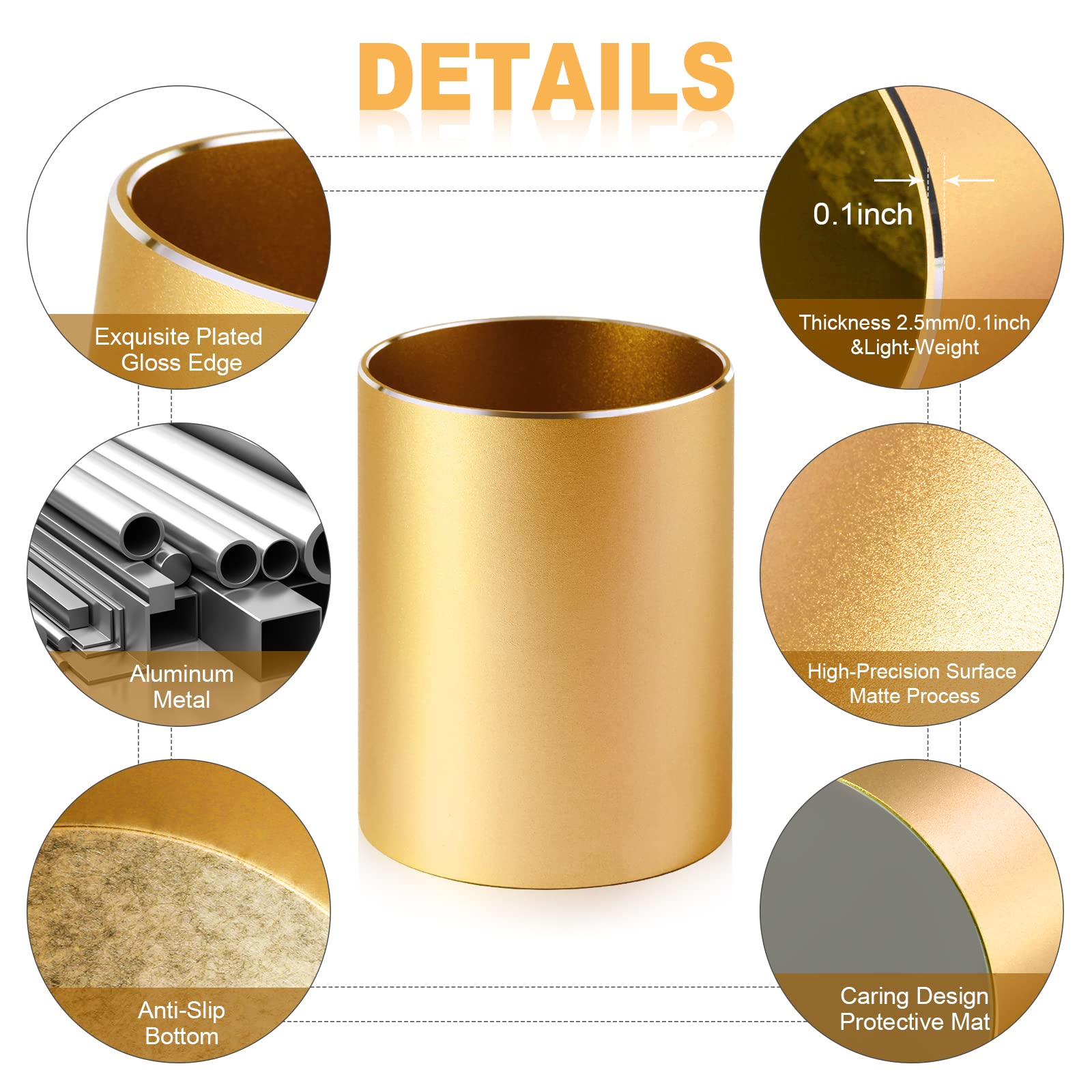 Boershun Pen Holder for Desk, Metal Desk Pen Cup, Desktop Pen Organizer and Pencil Cup for Office