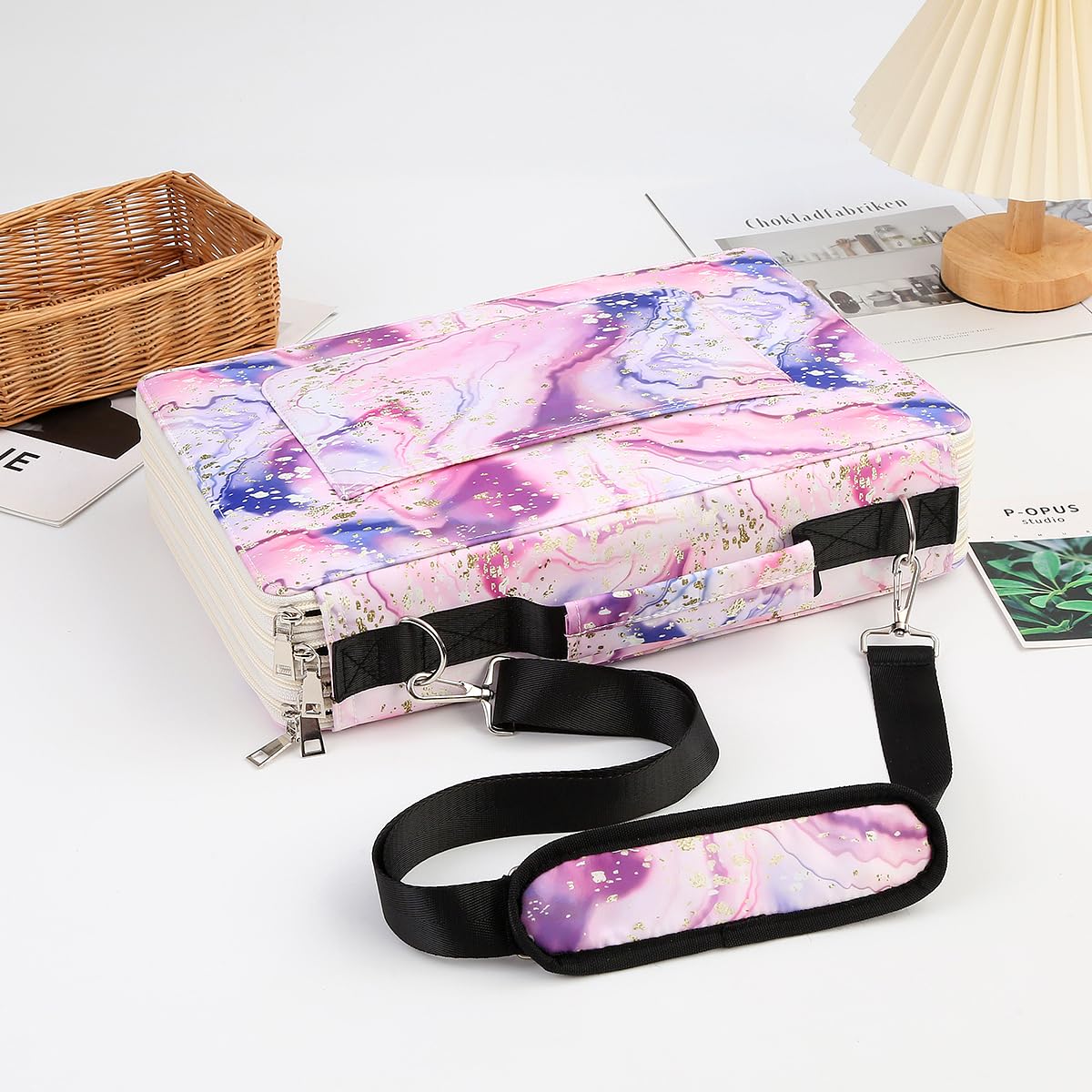 Lbxgap 480 Slots Pencil Case, 5-Layer Organizer with Shoulder Strap
