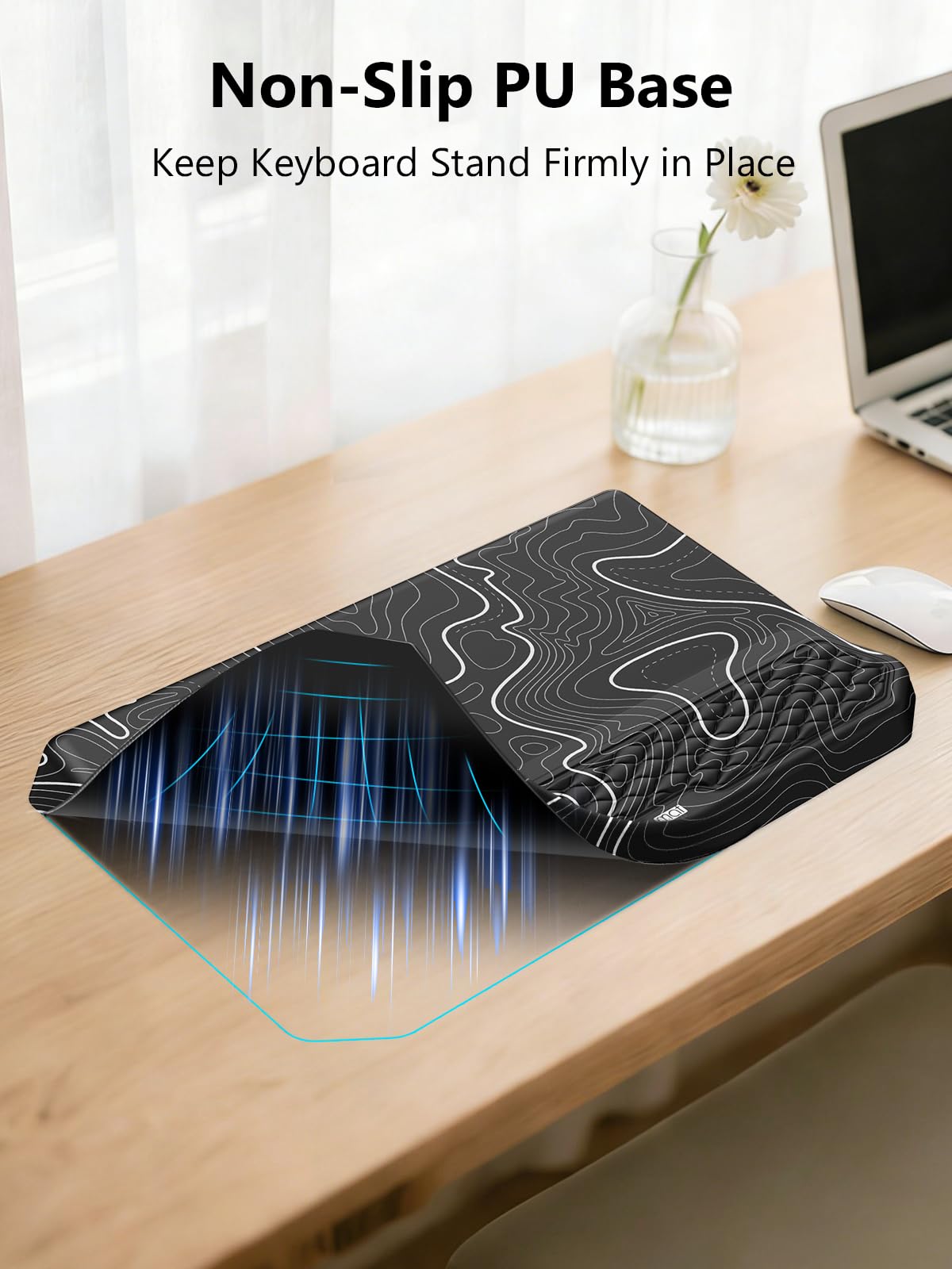 2-in-1 Ergonomic Keyboard Stand with Wrist Rest, Black Topographic