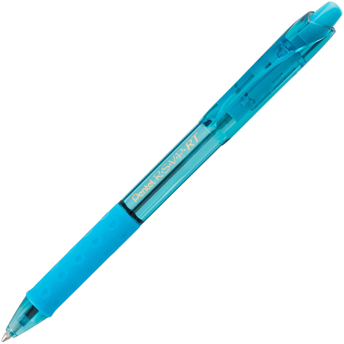 Pentel RSVP RT Colors Retractable Ballpoint Pen, (1.0mm) Medium Line, Barrel, Sky Blue Ink, Box of