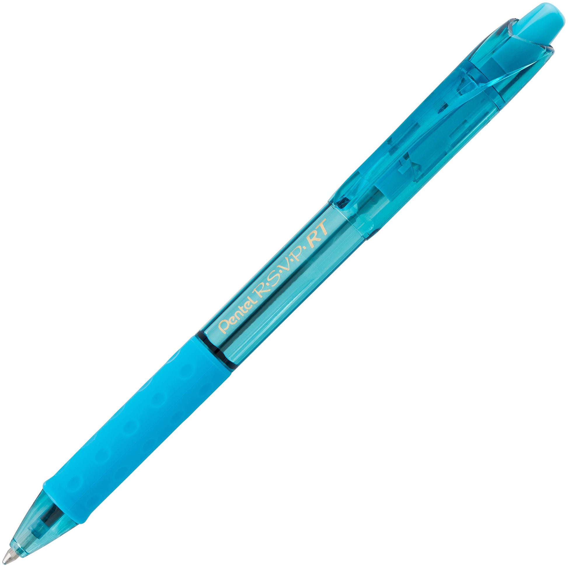 Pentel RSVP RT Colors Retractable Ballpoint Pen, (1.0mm) Medium Line, Barrel, Sky Blue Ink, Box of
